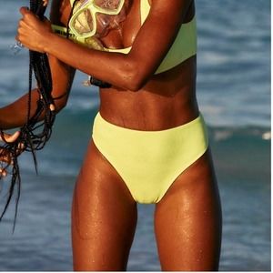 Frankies Jenna Ribbed High Waist Bikini Bottom Swim XS